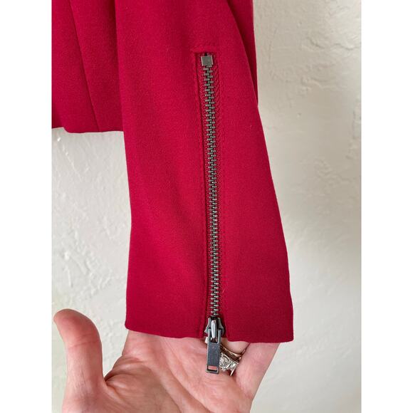 Banana Republic Red Blazer Holidays Zip Sleeves SZ 4 Corporate Goth Office Work - Picture 3 of 8